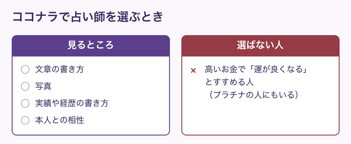 ココナラで占い師を選ぶとき：見るところと選ばない人