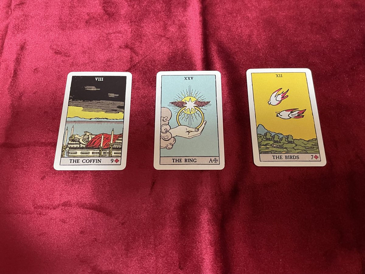 ルノルマンカードの棺・指輪・鳥の3枚