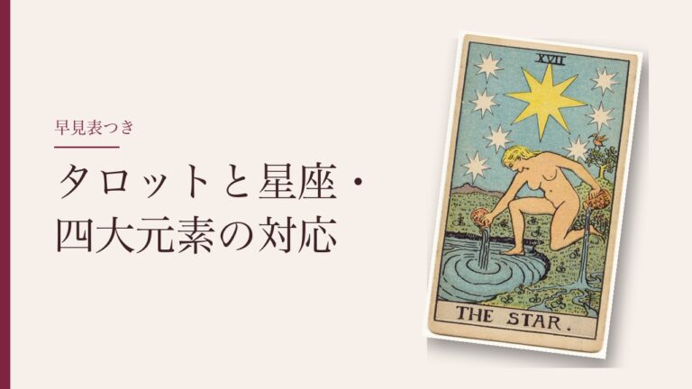 タロットと星座・四大元素の対応（ウェイト版の星のカード）
